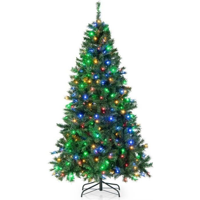 COSTWAY Sapin de Noël Artificiel préilluminé,215 cm avec 350 LED