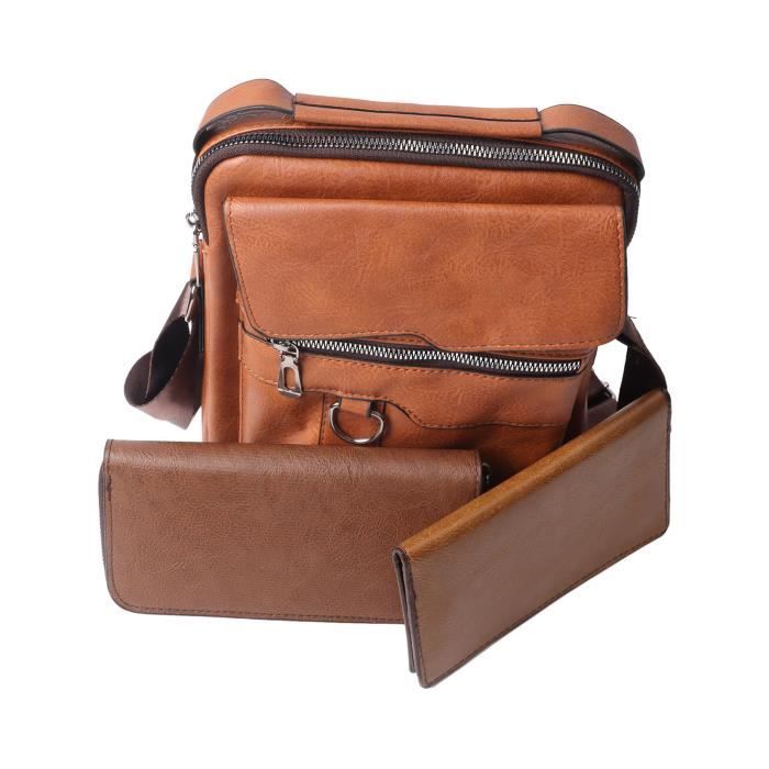 Dioche Sac Bandouli re Homme Portefeuille Long en Cuir PU pour