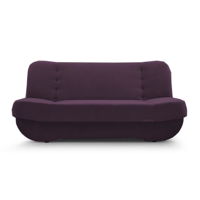 Canapé en lit Convertible avec Coffre de Rangement 3 Places Relax clic clac Banquette BZ en Tissu Pafos Violet