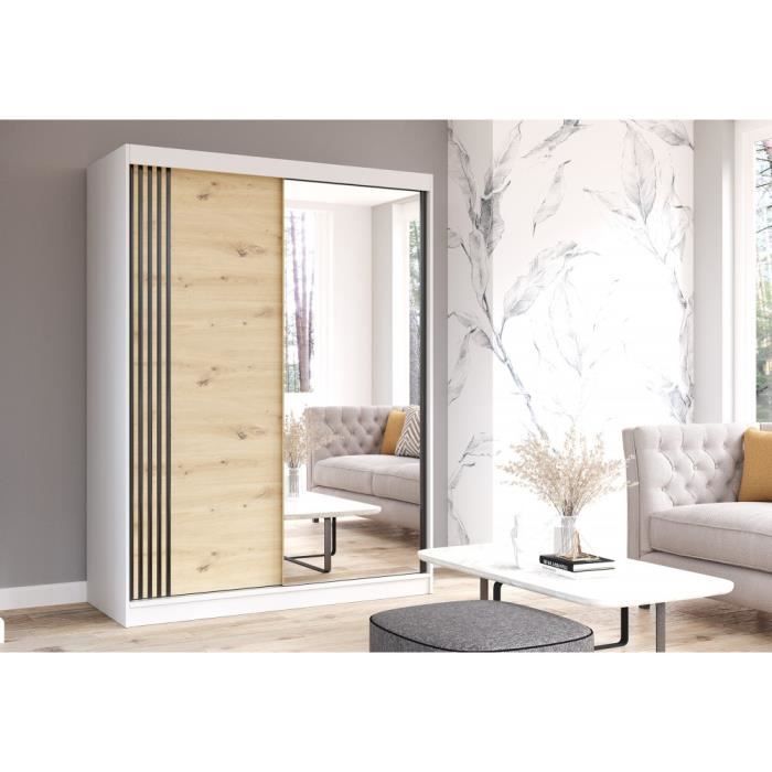 Armoire de chambre avec miroir 2 portes coulissantes Style