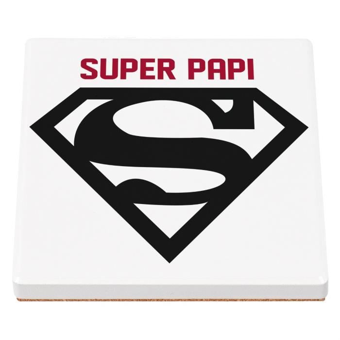 Sous Verre Céramique (1 unité) Super Papi Rouge Logo Super Héro ...