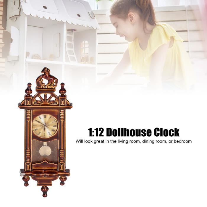 Horloge Murale Miniature de Maison de Poupée, Horloge Murale Miniature Exquise de Style Classique pour la Décoration de Maison de Poupée 1:12, Conception de Sculpture Délicate Horloge Murale Miniature de Maison de Poupée, Horloge Murale Miniature Exquise de Style Classique pour la Décoration de Maison de Poupée 1:12, Conception de Sculpture Délicate