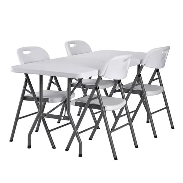 Table rectangulaire en plastique GreenBlue GB370 180 x 74 x 74 cm + 4× chaise de jardin GB375