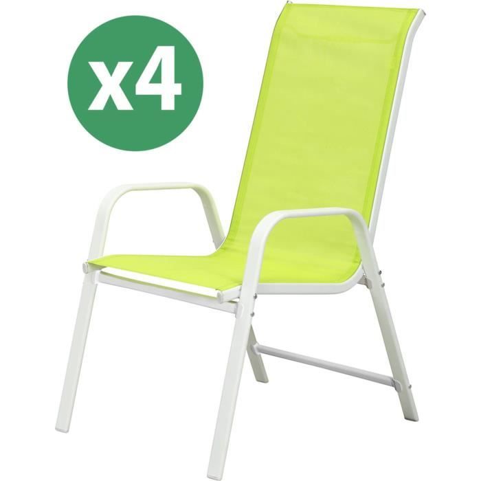 fauteuil jardin en textilène "cordoba" - phoenix - vert - lot de 4 - habitat et jardin