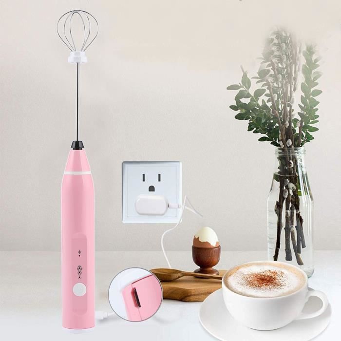 Mousseur à Lait électrique USB Rechargeable - 3 Vitesses, Double Fouet - Pour Latte, Cappuccino, œufs, Shakes