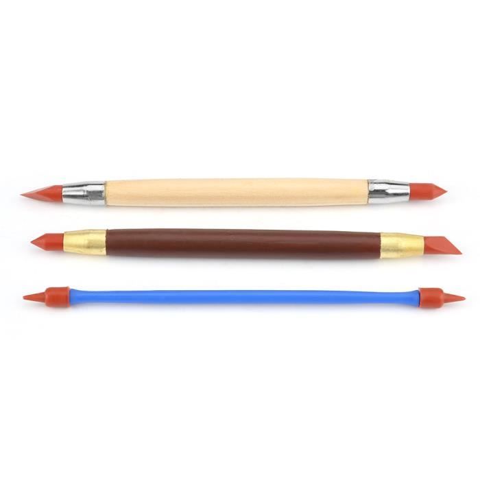Stylo à Outils de Sculpture en Argile, 5 Pièces, Cire de Silicone Flexible, Sculpture en Argile, Stylo à Outils de Fabrication de Poterie avec Poignées en Bois