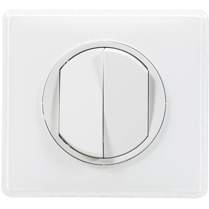 LEGRAND - Céliane interrupteur double ou v/vt blanc Yesterday complet