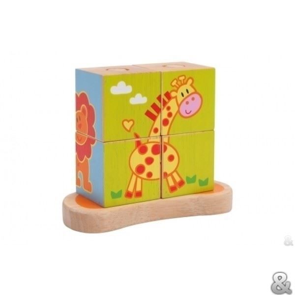 Jeu de cubes ?� formes d'animaux de la jungle Legler pour enfants de 18 mois et plus en bois et 
