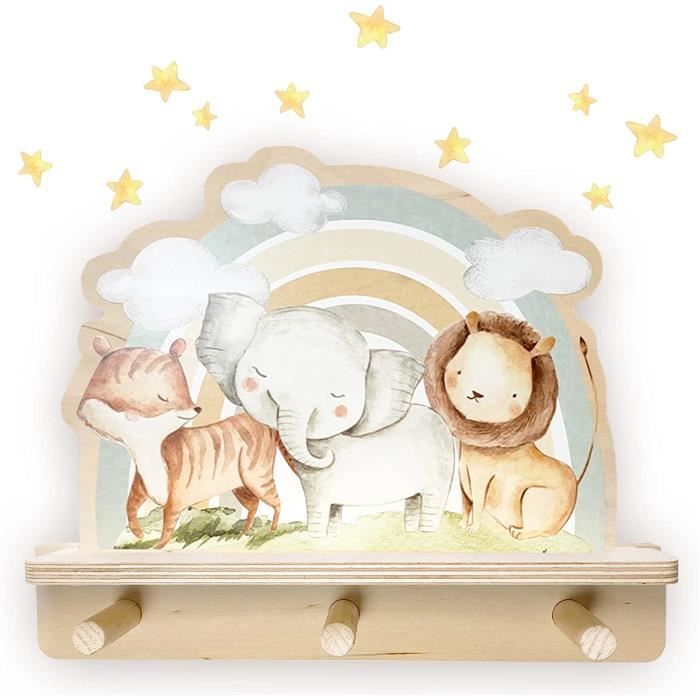Etagere Limics24 Deco Dl785 1 Portemanteau Enfant Motif Animaux Safari Arc En Ciel Chambre D Enfant Ou Bebe Etagere Cdiscount Maison