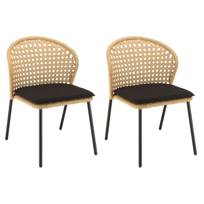 MACABANE MALO - Lot de 2 chaises rotin synthétique couleur naturelle MACABANE MALO - Lot de 2 chaises rotin synthétique couleur naturelle
