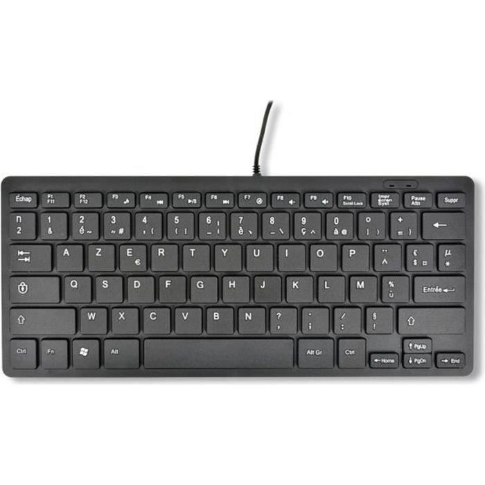 Economisez de l'espace sur votre bureau avec ce mini clavier filaire USB. Ce clavier MCL AZERTY dispose de 78 touches confortables et d'une durée de vie de 10 000 000 cycles. Compatible avec Windows 98 ME NT 2000 XP Vista 7 10, il mesure 285x122x22mm et pèse 260g.