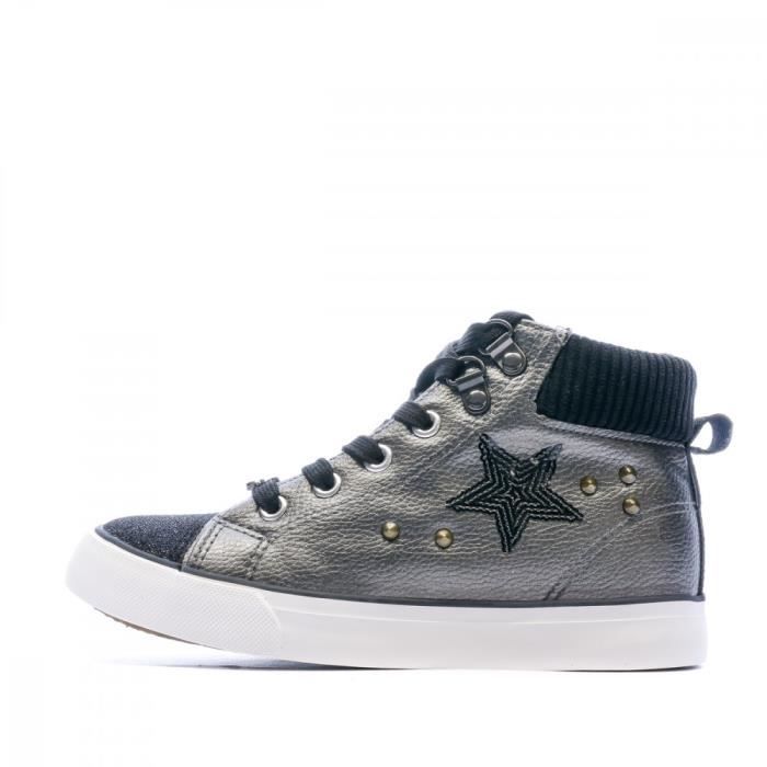 Baskets Lulu Castagnette Talmas Tige montante en synthetique Fermeture a zip Etoile rivets Grey Cdiscount Chaussures