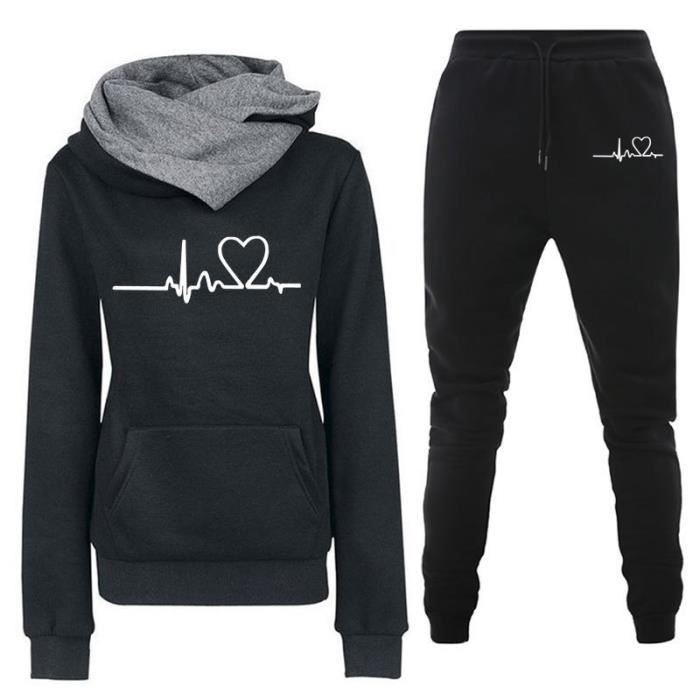 Ensemble Jogging Femme Onsoyours 3 Pièces - Sweat Capuche + Gilet + Pantalon, Sport Chic