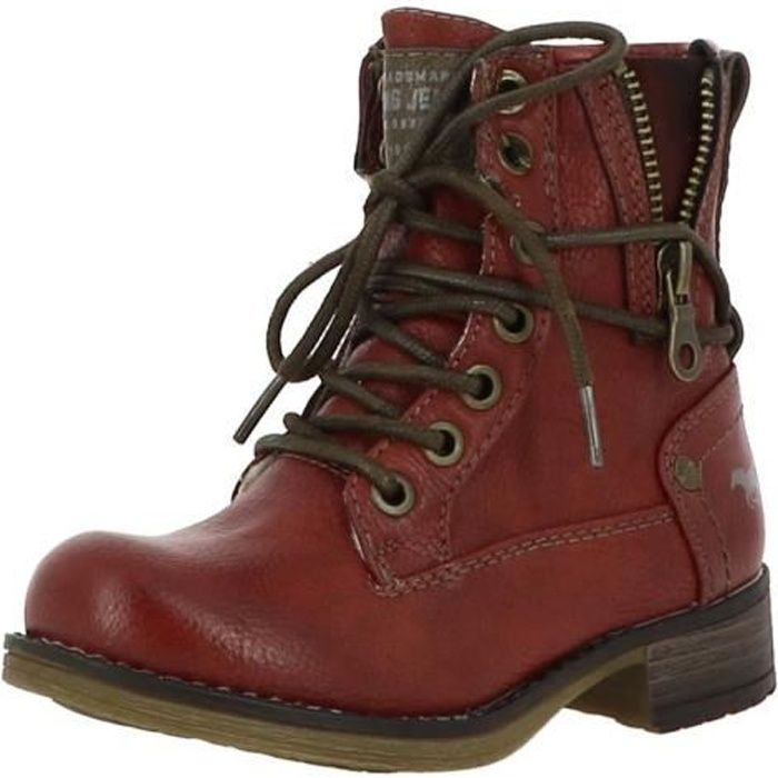 bottines mustang 5026-619 pour filles - fourrées - fermeture éclair - rouge