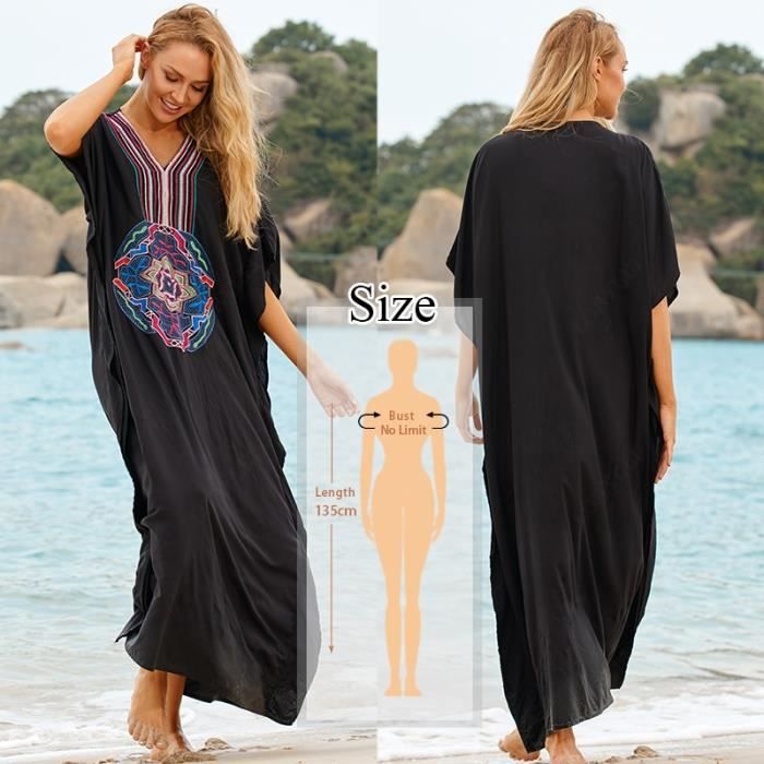 Robe,Grande taille caftan plage tunique femmes été maillots de bain maillot  de bain couvrir dames bohème plage Robe Robe - Type 683 Blanc - Cdiscount  Prêt-à-Porter