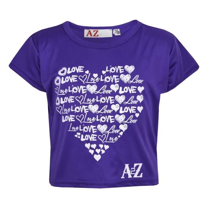 T-shirt Court Fille - Manches Courtes, Polyester/Élasthanne - Taille 5-6 Ans à 13-14 Ans - Imprimés Fun, Confortable - 2