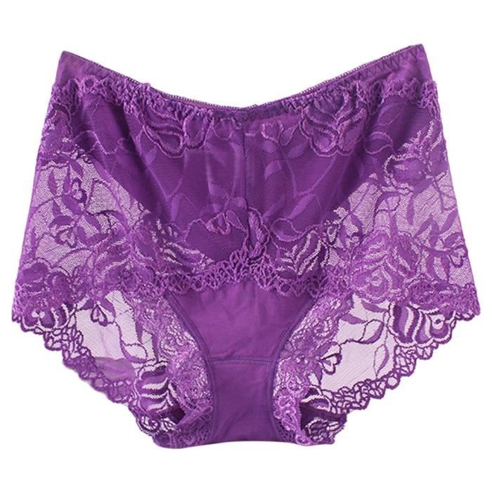 Culotte Femme Taille Haute En Dentelle Transparente - Fluorescente - Coton Respirant - Pour Soirée Ou Intimité - Taille Unique