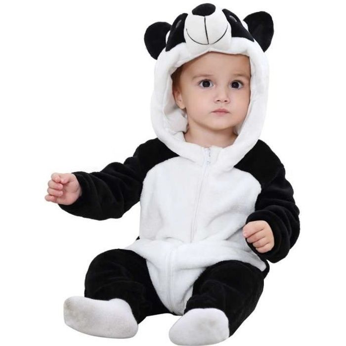 Combinaison Bébé En Flanelle à Capuche - Pyjama Forme Animal Chaud Hiver - Taille 70 à 120 Cm (6 Mois à 4,5 Ans)
