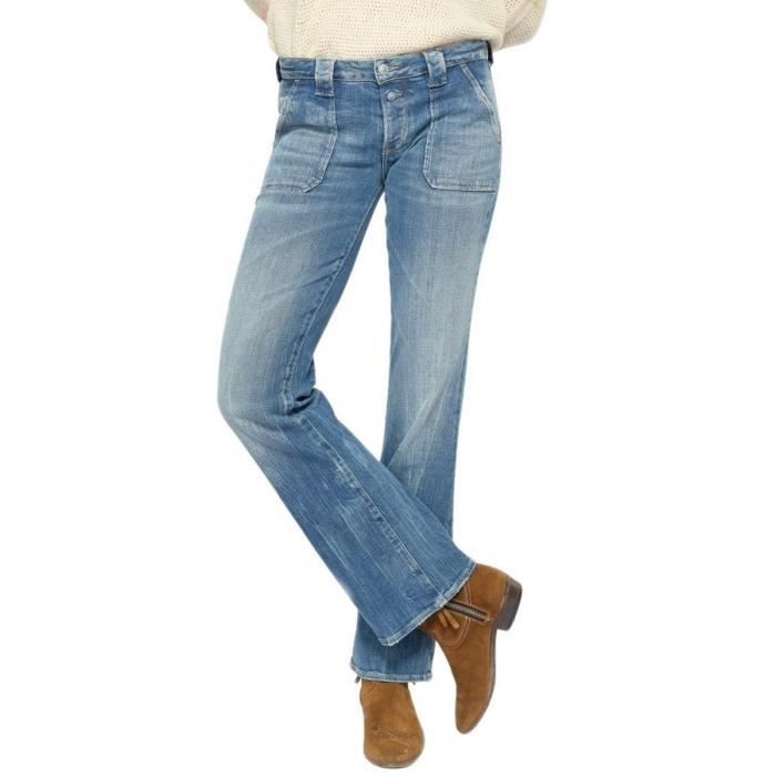 Jean Large Flare LE TEMPS DES CERISES Bleu Skinny Taille