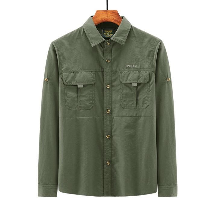 Chemise Militaire Homme Brandit - Vert Olive - Manches Longues - Sur Sizes