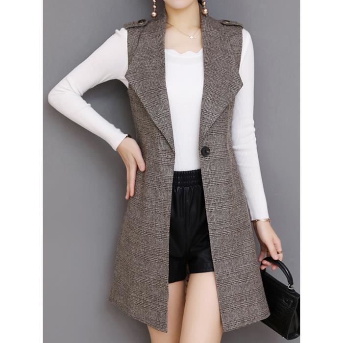 Gilet Femme Sans Manches En Molleton Polaire Doux - Coupe Cintrée, Boutonnage Et Poches - Coloris Uni - Automne/Hiver - 9
