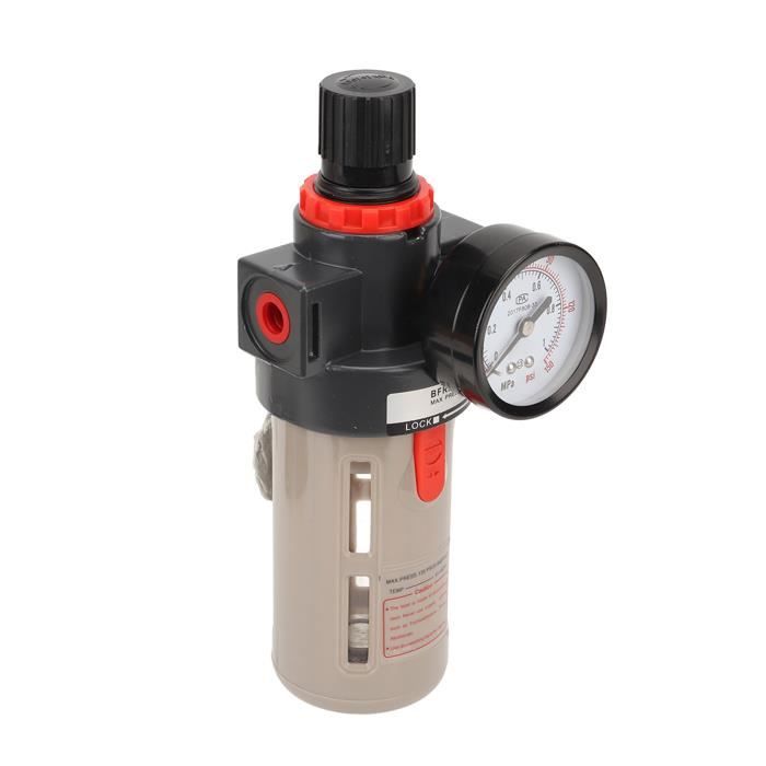Filtre Régulateur De Pression Avec Séparateur D'eau 1/8" - Pour Compresseur Air - Manomètre PSI/BAR - Purge Manuelle - Pour Aérographe, Outils Pneumatiques