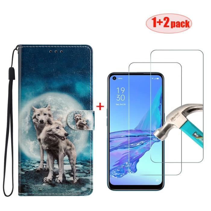 Coque Portefeuille Flip Avec Vitre En Verre Trempé Pour Redmi 8/9A/Note 8T/9S/9 Pro - Noir