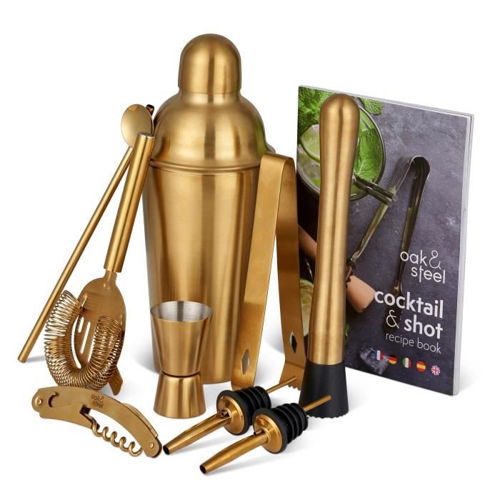 Shaker à Cocktail Doré 750ml - Acier Inoxydable Avec Filtre - Pour Bar Maison & Fêtes