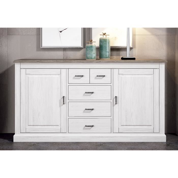 Buffet, meuble de rangement coloris pin andersen, pin gris - longueur ...