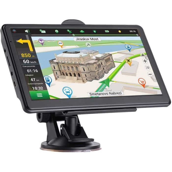 Navigation GPS Écran tactile 7 pouces 8 Go Navigateur satellite GPS à voix réelle avec mises à jour cartographiques gratuites à vie
