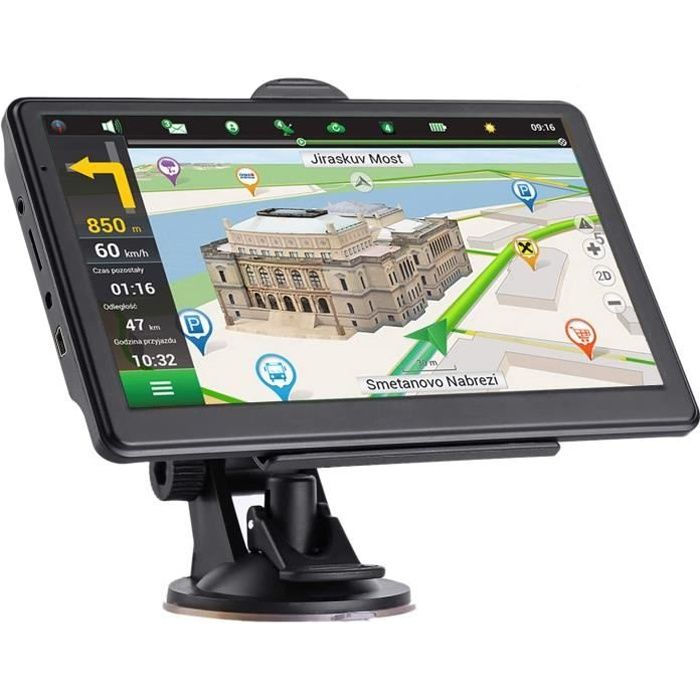Navigation GPS Écran tactile 7 pouces 8 Go Navigateur satellite GPS à voix réelle avec mises à jour cartographiques gratuites à vie