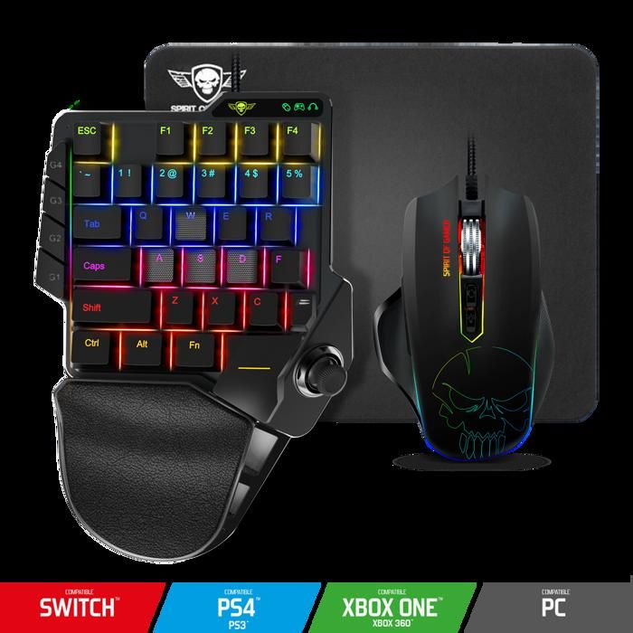 Spirit Of Gamer – Convertisseur Xpert G900 - Pack 3 en 1 RGB Clavier + Souris + Tapis de Souris Pour Consoles PS4, XBOX ONE, SWITCH