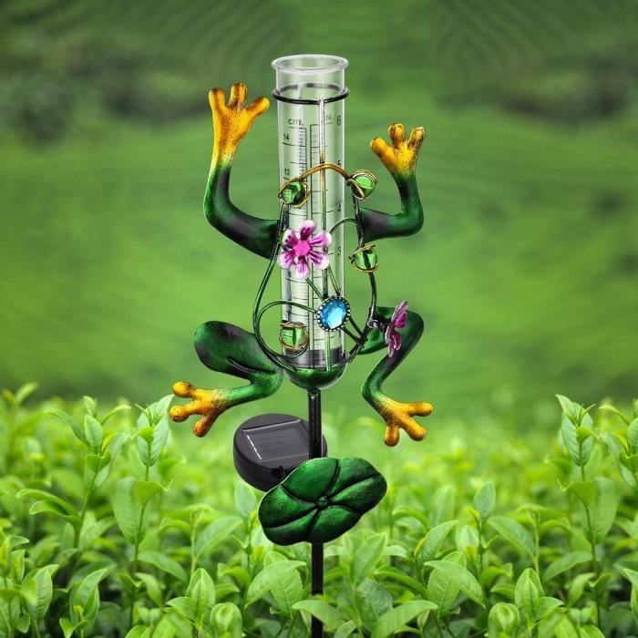 Pluviometre Jardin 2-in-1 Jauge De Pluie-Jauge De Pluie Solaire, Pluviomètre Animaux De