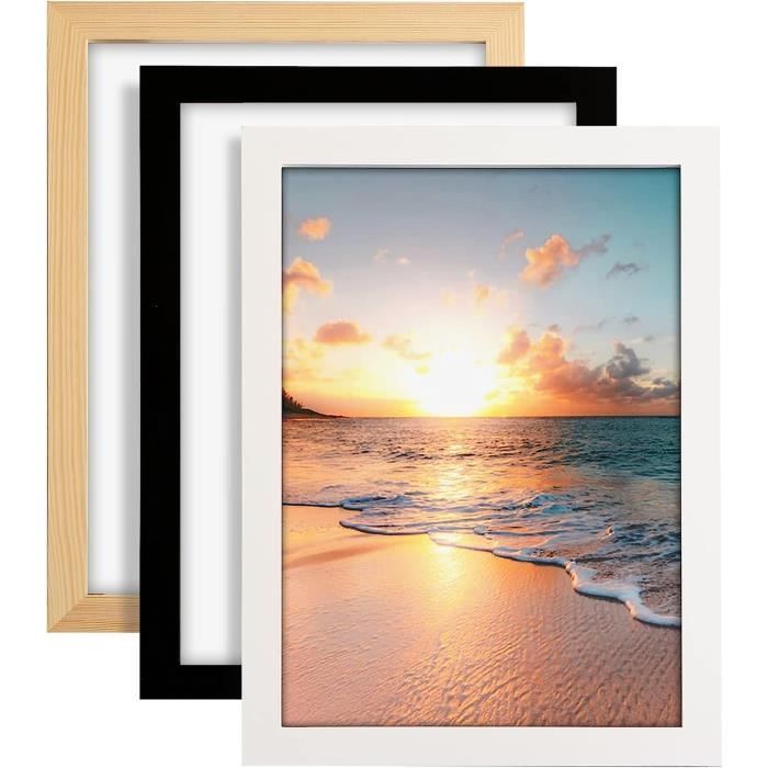 Cispree Cadre photo A4 en bois avec feuille de plexiglas transparent ...