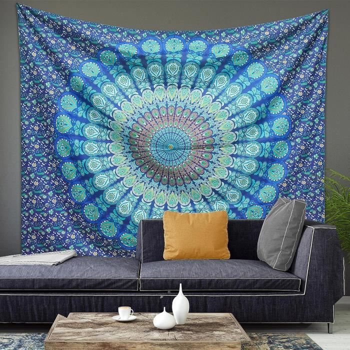 Grand Mandala Naturel à Suspendre Décoration Murale - Style Bohème, 100% Polyester, Neuf