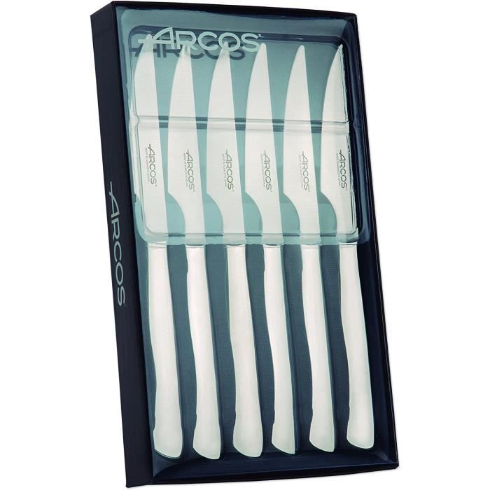 Set De 6 Couteaux De Table Ruffulon - Lame Dentelée Acier Inox, Manche Ergonomique, Pour Steak, Pain, Légumes
