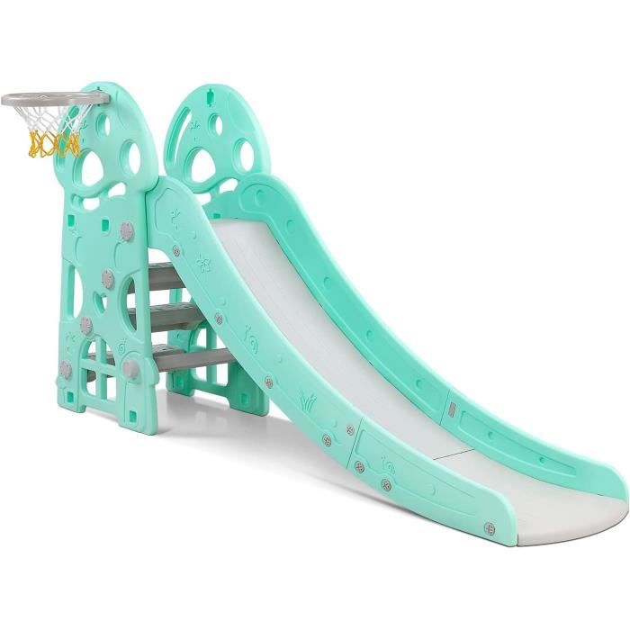 Toboggan Enfant, Toboggan Pliable en HDPE avec Panier de Basket échelle