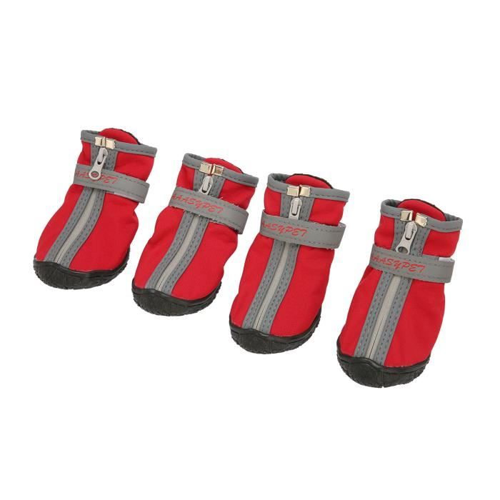 Comparer les prix de Chaussons pour chien en caoutchouc respirant SURENHAP - Rouge - 4 pièces