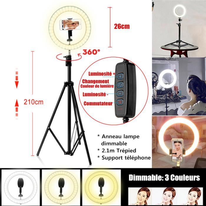 GlobalTone - Ensemble de 2 Supports de Téléphone avec 2 Trépied et un Anneau de Lumière de 10'', Noir
