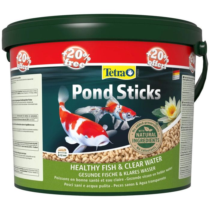 Comparer les prix de Pond Sticks Seau 10L + 2L Gratuit soit 1.44 kg TETRA pour poisson d'ornement de bassin de jardin - Tetra