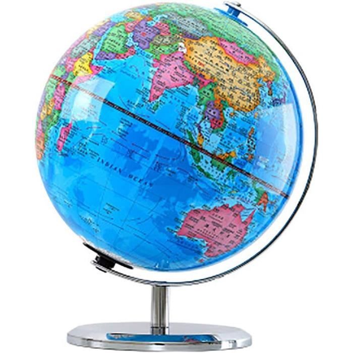 20.3cm Diamètre Rotatif Éducationnel Monde Globe avec Acier Finir Arc