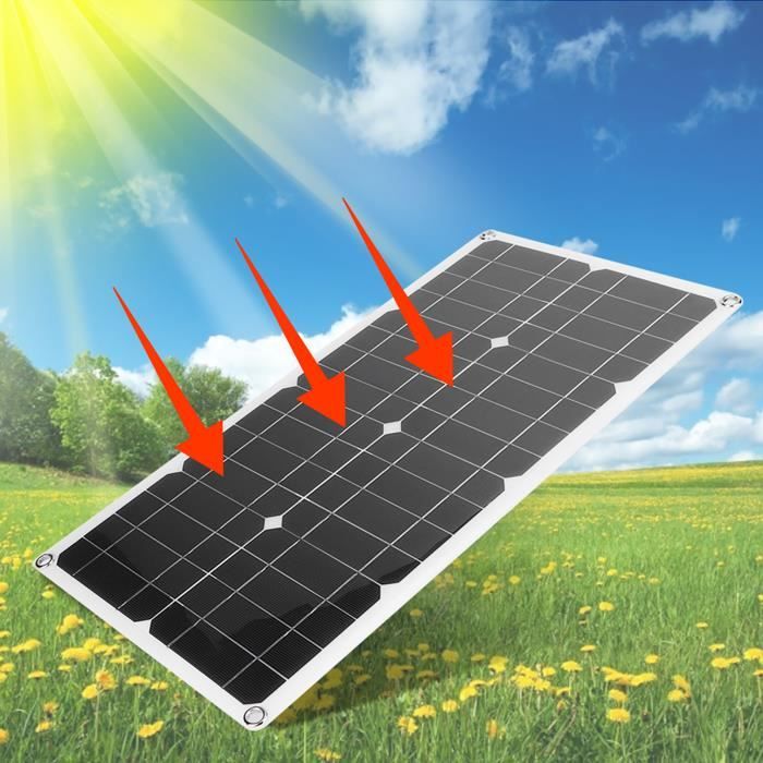 XINPUGUANG Kit Panneau Solaire 200W 12v 2pcs 100w 18v Souple Mono Module photovoltaïque monocristallin Régulateur 20A câble pour camping-car, voiture, bateau, caravane, jardinage, batterie 12v (Black
