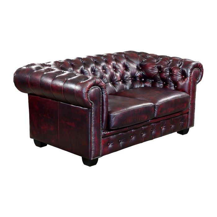 Canapé chesterfield 2 places BRENTON 100% cuir de