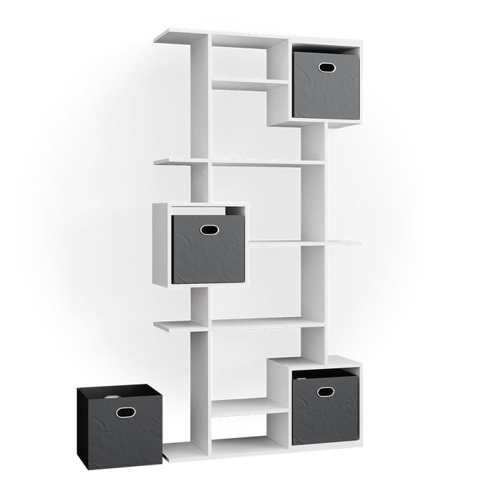 Étagère De Cloison Vicco Noa 8 Compartiments - Béton Gris, 160x67x25 Cm, MDF, Neuf