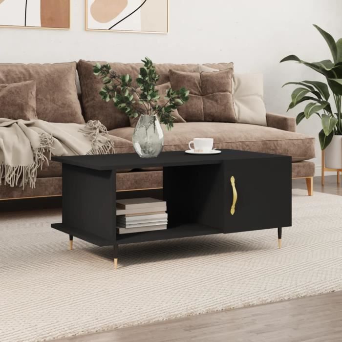 vidaXL Table basse noir 90x50x40 cm bois dingénierie 829469