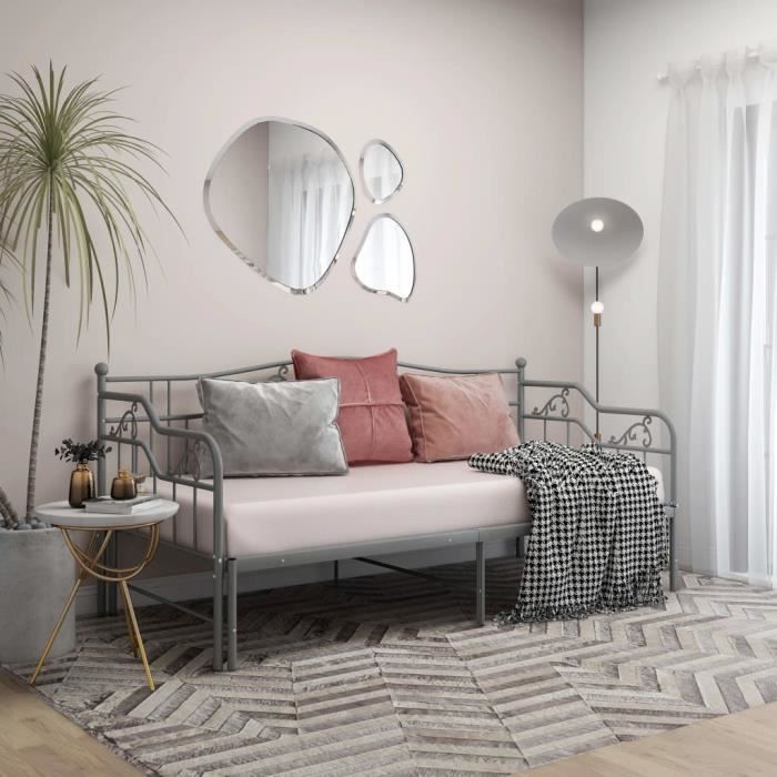 vidaXL Cadre de canapé-lit extensible sans matelas gris métal 90x200cm 324766