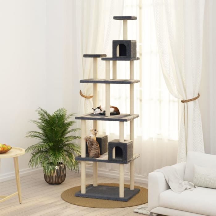 Comparer les prix de Vidaxl Arbre À Chat Avec Griffoirs En Sisal Gris Foncé 188 Cm