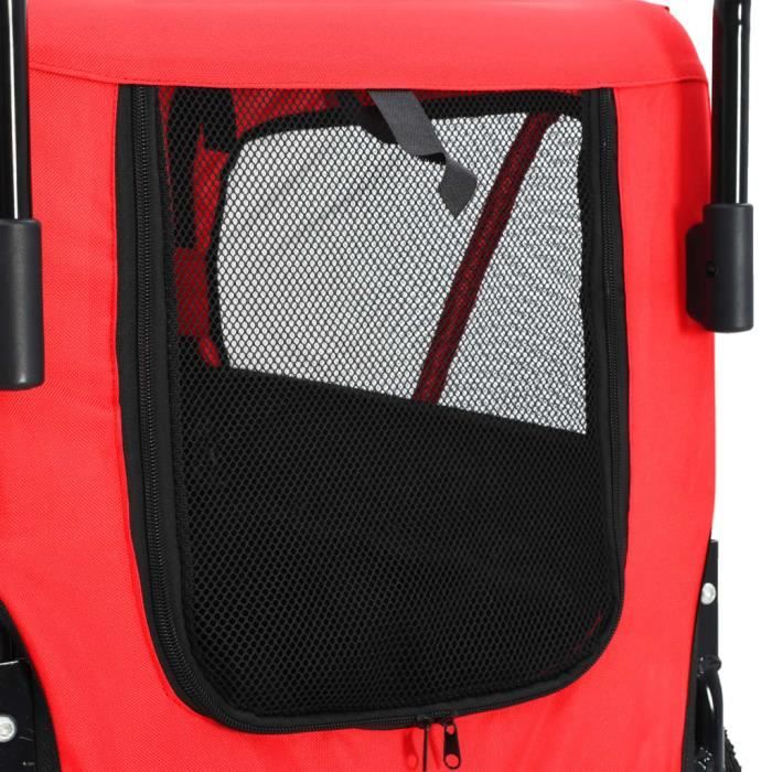 Remorque de vélo pour chiens et poussette 2-en-1 Rouge et noir LVD