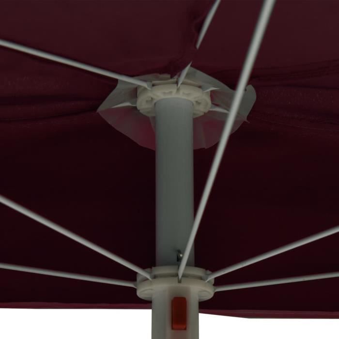 Demi-parasol de jardin avec mât 180x90 cm Rouge bordeaux FAS