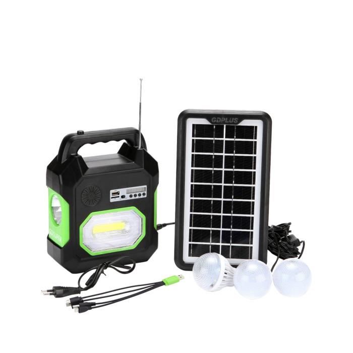 Kit de stockage d'énergie d'urgence et radio pour groupe électrogène à panneau solaire portable avec 3 Ampoule